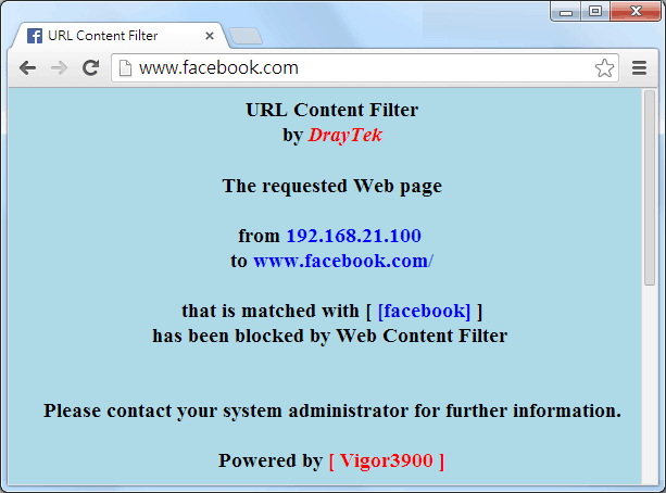 a screenshot of browser showing blocking message